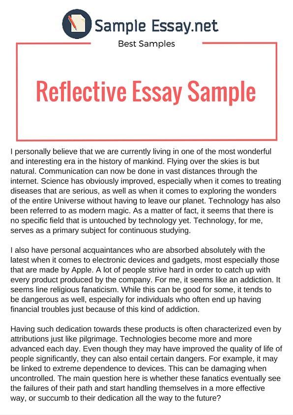 a sample paper with the words reflective and descriptive