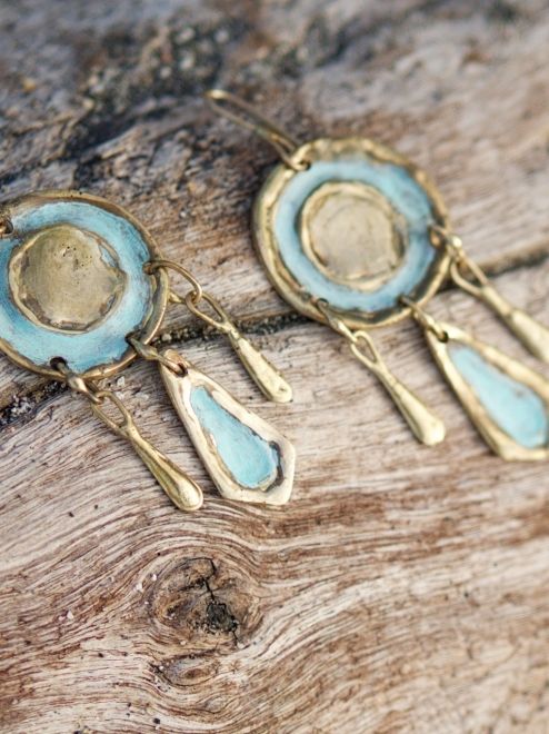 Tonatiuh Handmade Bronze Earrings Bronze Jewelry Handmade, Ear Art, Patina Earrings, Mexican Jewelry, Bronze Earrings, Art Earrings, Bronze Jewelry, Bold Jewelry, Patina Finish