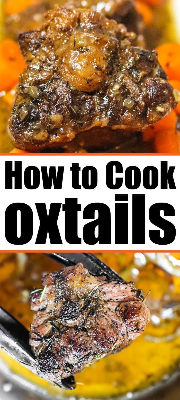 how to cook oxtails in the slow cooker or pressure cooker with text overlay that reads, how to cook oxtails