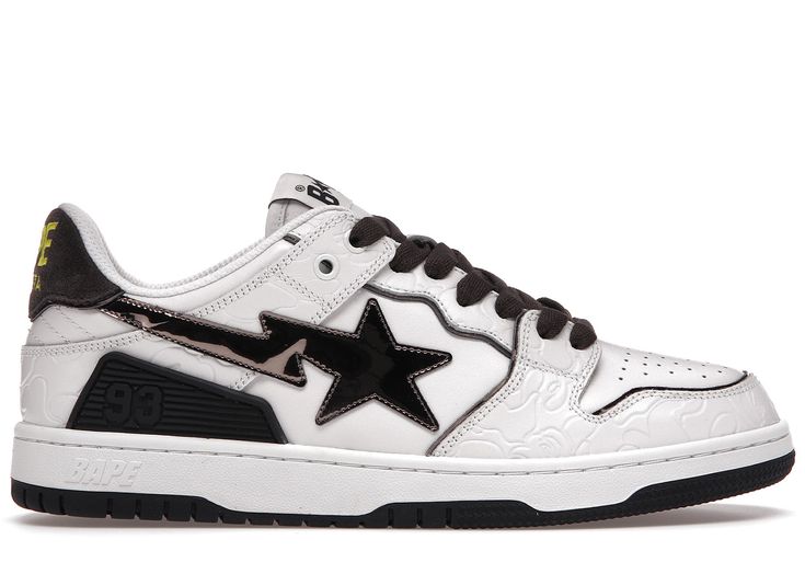 Men's A Bathing Ape Bape SK8 Sta Sneakers in White/Silver