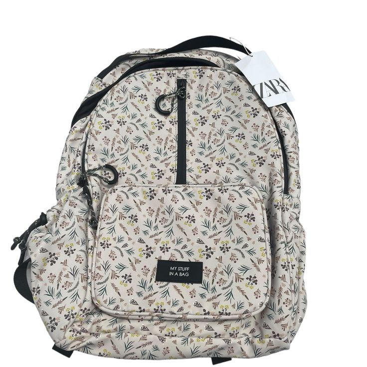 Stylish Floral Print Almost Nylon Material Is Perfect For Back To School She Is A Bit Dirty In The Straps Just Needs To Be Spot Cleaned Casual Beige Backpack For Spring, Zara Casual Travel Bags, Casual Zara Travel Bag, Spring Travel Nylon Backpack, Zara Travel Bag For Spring, Zara Backpack, Vegan Leather Backpack, Red Backpack, Zara Mini