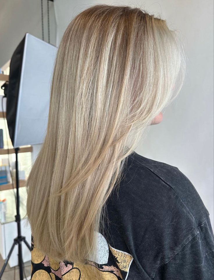 Gtfosage Hair, Brunette Blonde Babylights, Brown To Blonde Hair Straight, Haircuts Long Hair Straight, Medium Length Straight Blonde Hair, Small Layers Medium Hair, Blonde Highlights And Layers, Blonde With Shadow Roots And Lowlights, Blonde White Highlights