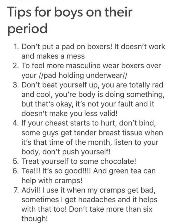 a poem with the words, tips for boys on their period and how to use them