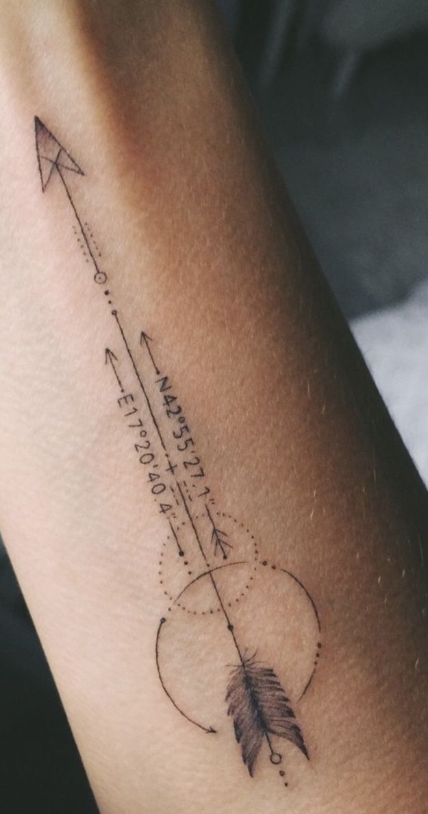 a tattoo with an arrow on the arm