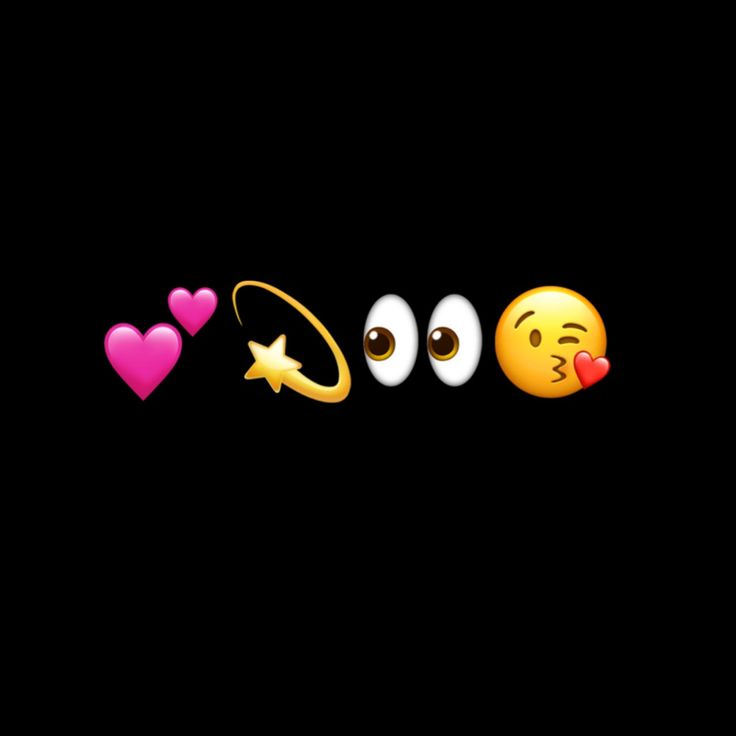 four different emoticions with hearts, stars and eyes on a black background photo