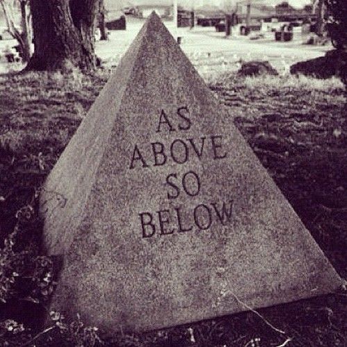 a black and white photo of a sign that says as above so below