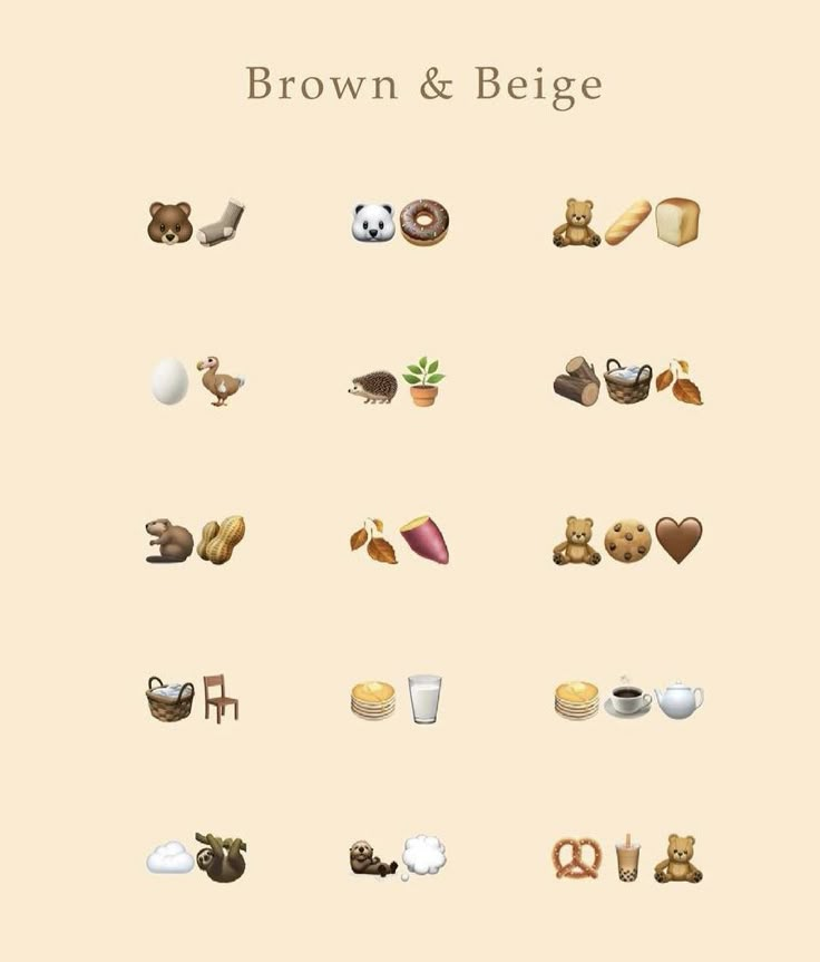 the brown and beige background has many different types of items