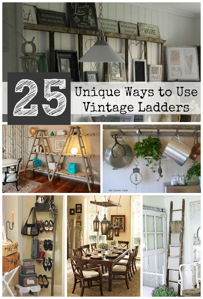 25 unique ways to use vintage ladders in the kitchen or dining room for decor