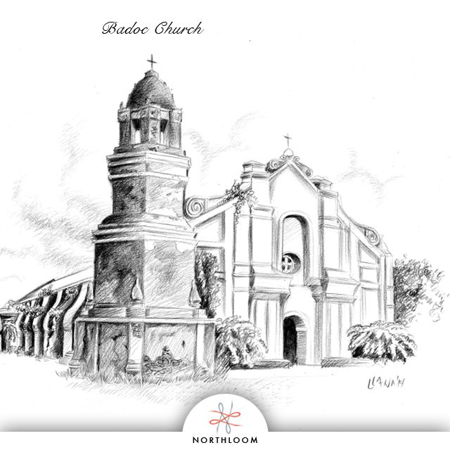 an ink drawing of a church