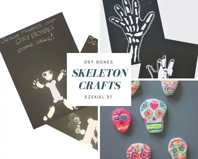 the skeleton crafts are on display for everyone to see