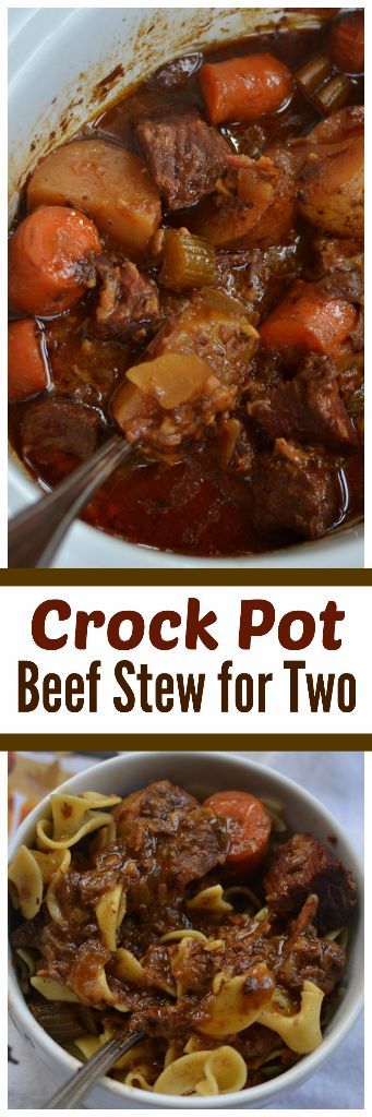 crock pot beef stew for two in a white bowl