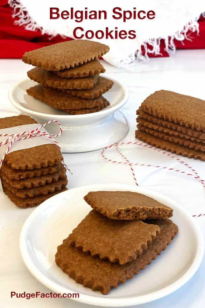 some cookies are stacked up on plates