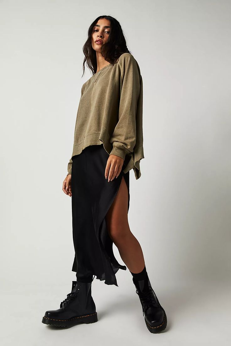 Sweet Talker Half Slip | Free People Jumper Over Slip Dress, Sweater Under Slip Dress, Layering Dresses For Winter Slip, Fall Winter 2021 2022 Trends Skirts, Jumper And Slip Dress, Layer Slip Dress Winter, Black Slip Midi Skirt, Winter Slip Skirt, Doc Martens Slip Dress