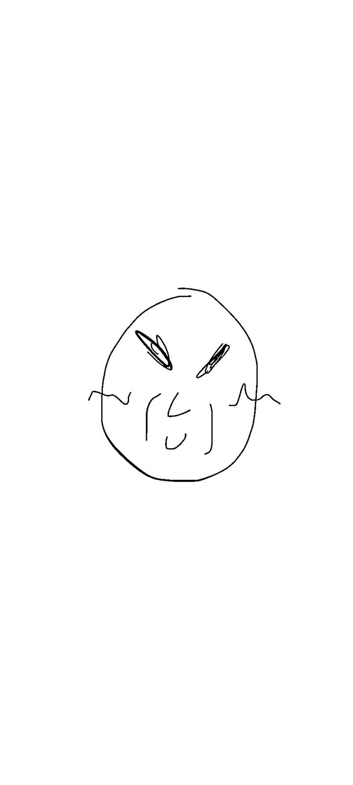 a black and white drawing of a face with two pens in it's mouth