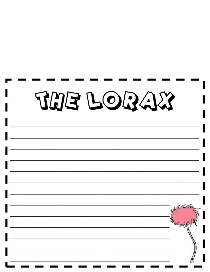 the lorax writing paper with an image of a pink flamingo on it