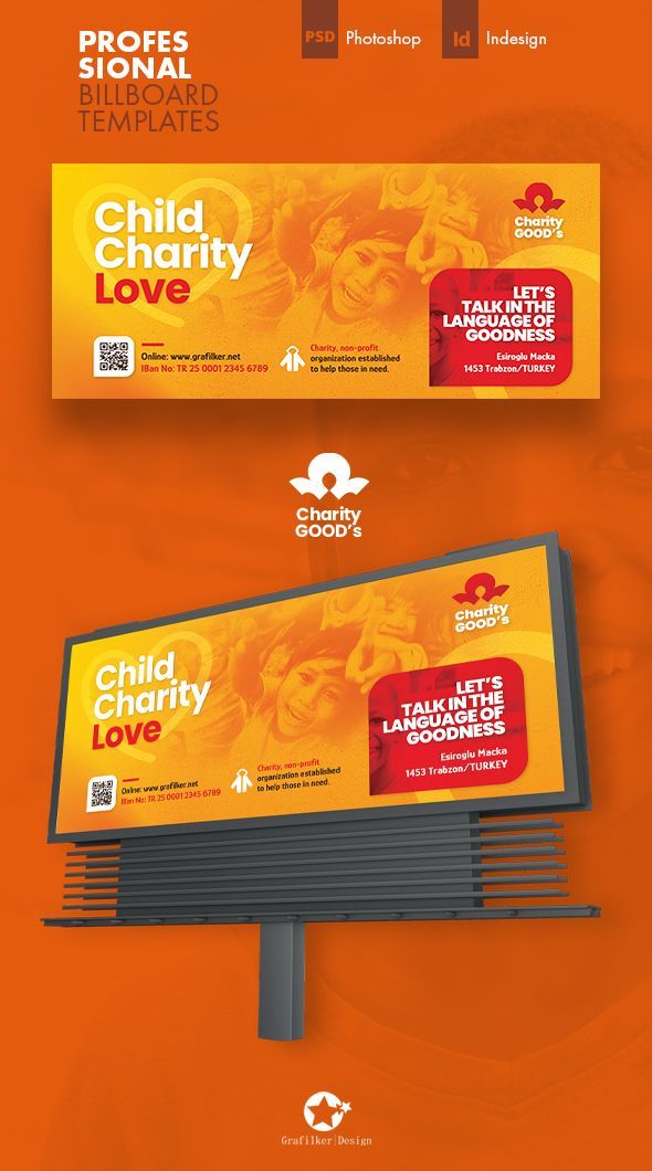 an orange and yellow advertisement for children's charity love