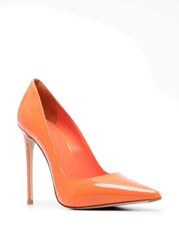 Le Silla Eva 120mm patent-leather Pumps - Farfetch Orange Patent Leather Pointed Toe Heels, Orange Pointed Toe Heels With Sculpted Heel, Orange Heels With Sculpted Heel And Pointed Toe, Luxury Orange Pointed Toe Heels, Luxury Orange Heels With Pointed Toe, Elegant Orange Patent Leather Heels, Orange Heels For Work, Orange Heels For Workwear, Orange High Heels For Work