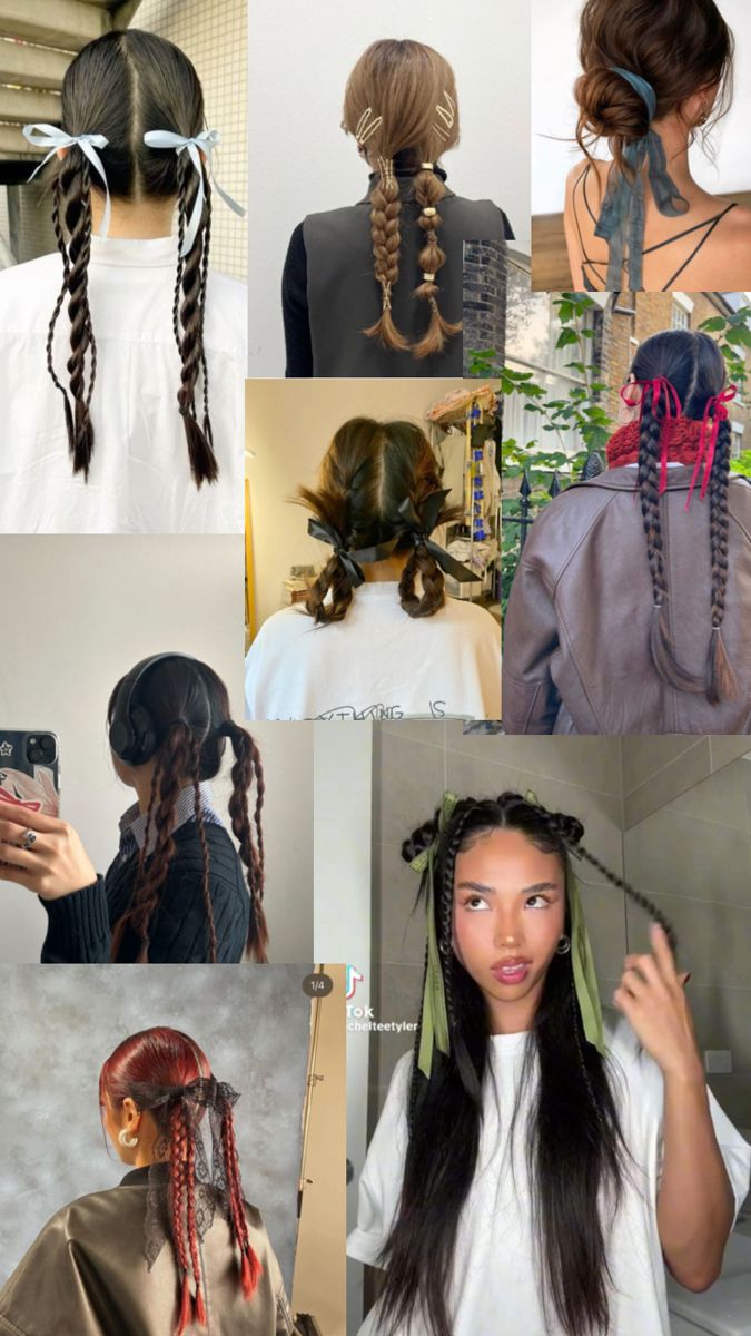 ribbon/ braided hairstyle inspo pics for long hair :) Hair Braid Ribbon, Braided Ribbon, Ribbon Braids, Braided Hairstyle, Hairstyle Inspo, Ribbon Hairstyle, Inspo Pics, Hair Reference, Hair Inspo