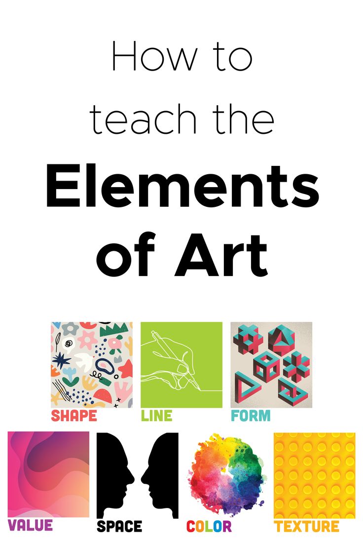 the cover of how to teach the elements of art, with different colors and shapes