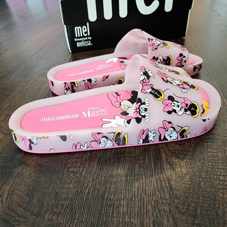 Brand New In Box, Never Worn Cute Synthetic Flat Slides, Playful Synthetic Slides With Round Toe, Playful Synthetic Slip-on Slides, Mini Melissa Shoes, Melissa Shoes, Mini Melissa, Sandals Flip Flops, Flip Flop Sandals, Kids Shoes