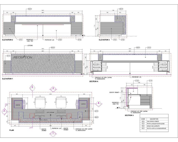 some drawings showing different sections of a building