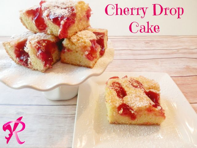 strawberry shortcakes on a plate with the words cherry drop cake