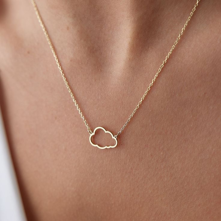 14k Solid Gold Cute Cloud Necklace * Tiny Gold Cloud Necklace *  Dainty Gold Cable Chain *  Real Gold Everyday Necklace * Sky Jewelry * Simple Gold Necklace * Cloud Charm * 14k Gold Cloud Necklace is perfect gift for Sister, Niece, Daughter, Bridesmaid, Halloween, Best Friend D E T A İ L S * Material: 14k Solid Gold (Real Solid Gold, No Gold Plated or No Gold Filled Material) * Chain Length: You can choose . If you choose 14-15Inch, there will be 14Inch chain +1Inch extender chain. You can use Daughter Bridesmaid, Everyday Necklace Gold, Sky Jewelry, Sky Necklace, Simple Gold Necklace, Cloud Necklace, Cloud Pendant, Gold Necklace Dainty, Minimal Pendant