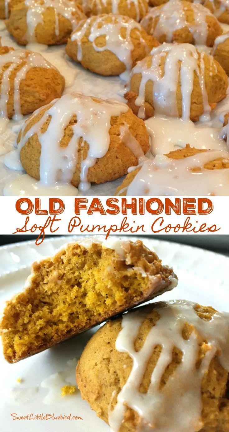 old fashioned soft pumpkin cookies with white icing