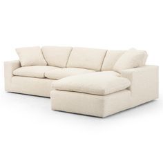 Sadie Modern Classic Ivory Performance 2 Piece Right Arm Facing Sectional - 106" Transitional Sectional Sofas, Grey Two Piece, Fabric Sectional Sofas, Round Sofa, Modern Sofa Sectional, Fabric Sectional, Tufted Sofa, Sectional Sofas, Modern Sectional