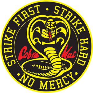 the logo for strike first strike hard no merrcy, with a snake on it