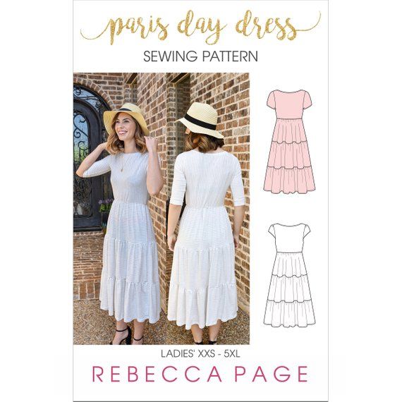 a woman wearing a white dress and hat with the words paris day dress sewing pattern