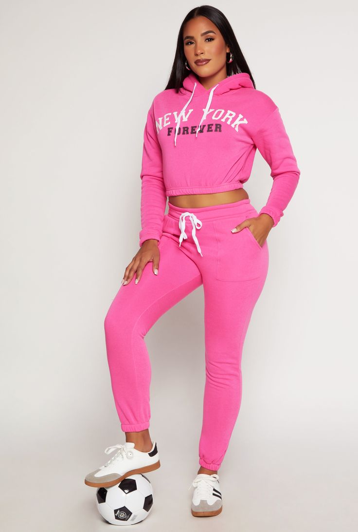 Long Sleeves, Hoodie, Sweatshirt, Cropped Hem, Graphic Print, Fleece, Sherpa, Item Number 3056038345778 Pink Hoodie Sweats For Spring, Pink Cotton Sweats For Spring, Pink Cotton Sweats Sportswear, Pink Relaxed Fit Hooded Sweats, Pink Athleisure Sweats With Drawstring Hood, Pink Hooded Sweats With Ribbed Cuffs, Pink Casual Sweats For Fall, Pink Trendy Sweats For Spring, Casual Pink Sweats For Fall