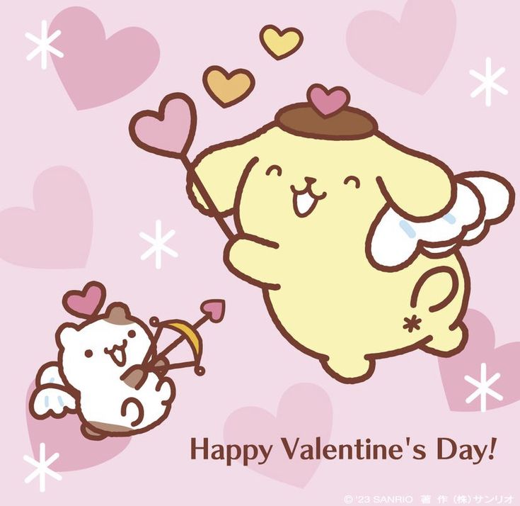 an image of a valentine's day card with a cartoon character holding a teddy bear