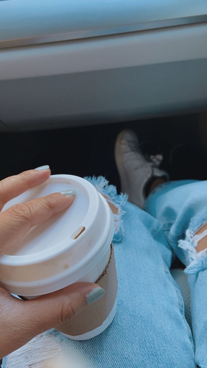 Holding coffee cup, car ride, ripped jeans and painted nails. Fall season for cozy, warm cup of afternoon coffee Afternoon Coffee, Fall Season, Coffee Time, Ripped Jeans, Coffee Cups, Coffee