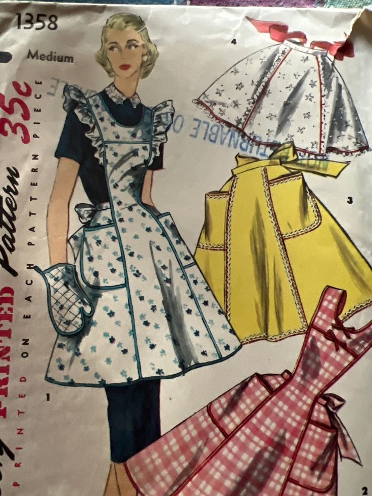 an image of a woman's dress and apron pattern on a piece of paper