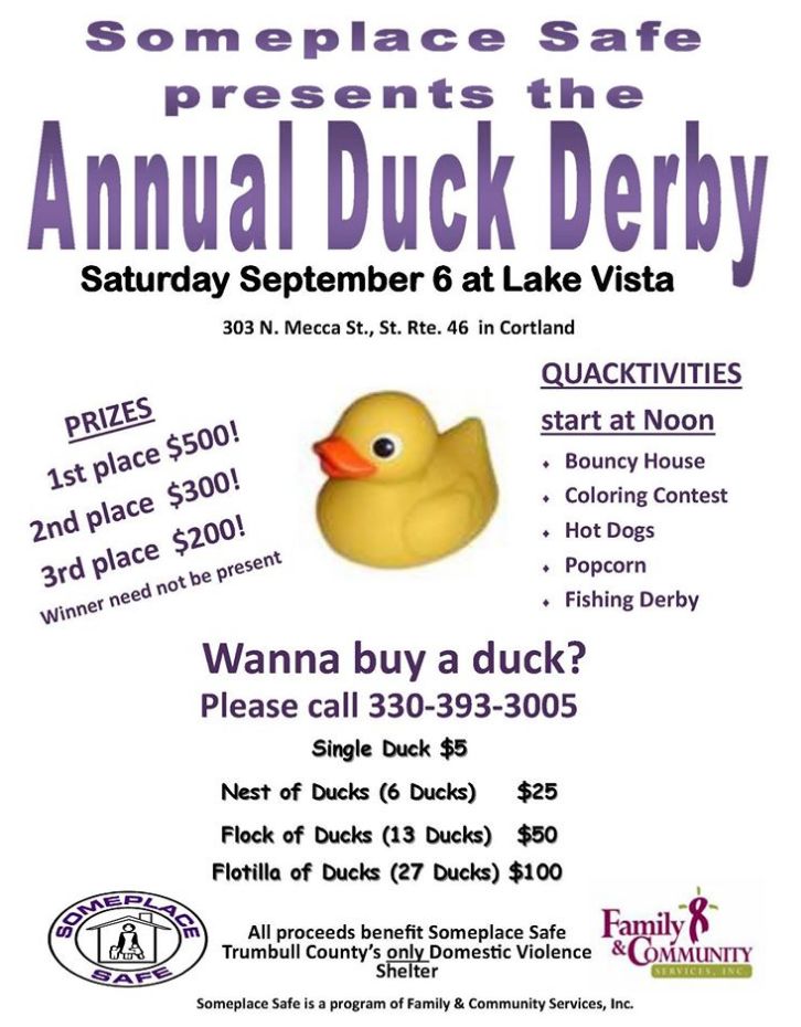 a flyer for the annual duck derby with an image of a rubber duck on it