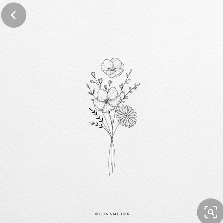 a drawing of some flowers on a white paper