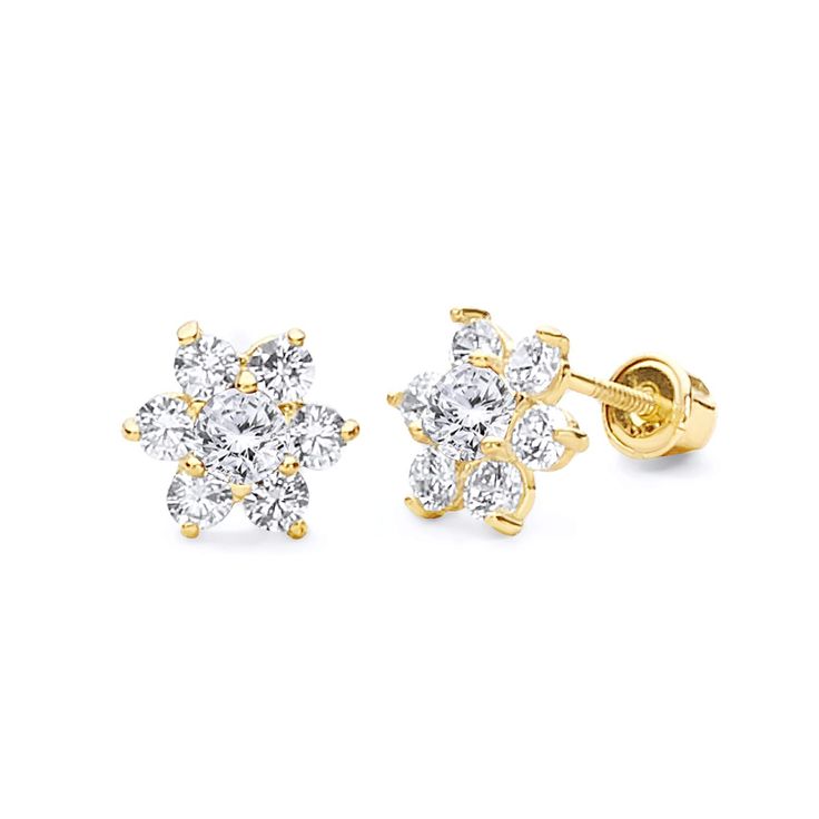 PRICES MAY VARY. The earrings feature a pair of 14k gold. They also feature a shiny polished finish and make the perfect gift for yourself or a loved one. Gold Flower Earrings With Brilliant Cut, Yellow Gold Flower Earrings With Prong Setting, Elegant Gold Flower Earrings With Brilliant Cut, Classic Yellow Gold Flower-shaped Cluster Earrings, Elegant Gold Flower Earrings With Prong Setting, Classic Yellow Gold Flower Earrings For Wedding, Classic Gold Diamond Flower-shaped Earrings, Formal Yellow Gold Flower Earrings With Prong Setting, Gold Flower Diamond Earrings With Prong Setting