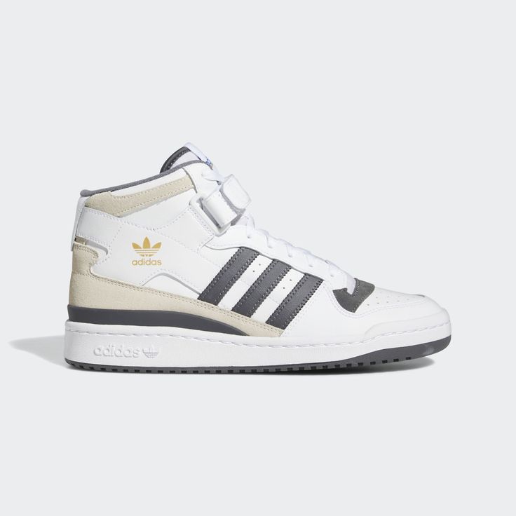 adidas Forum Mid (GW4371) Forum Mid Shoes, Adidas Forum Shoes, Apple Clothes, Outfit Inspo Streetwear, Adidas Forum Mid, Black And Gold Outfit, Unisex Shoes Sneakers, Mid Shoes, Adidas Forum