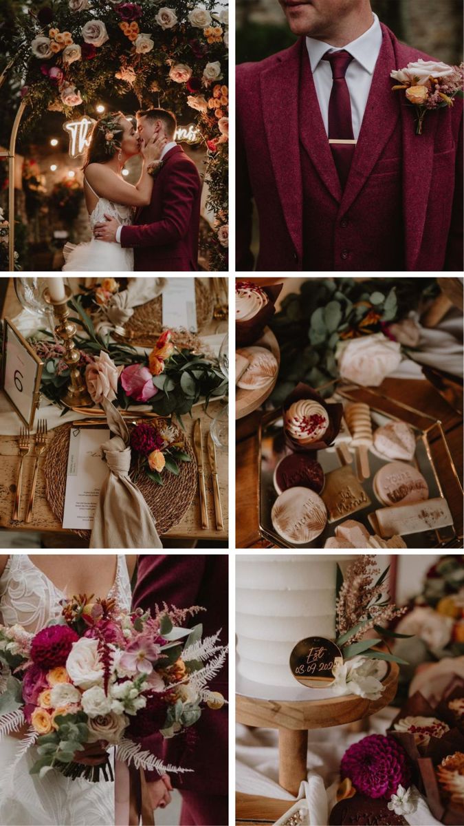 a collage of photos showing different types of wedding decor