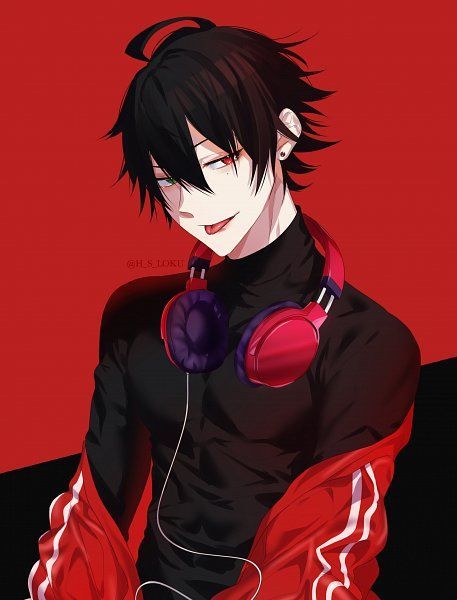 an anime character with headphones on