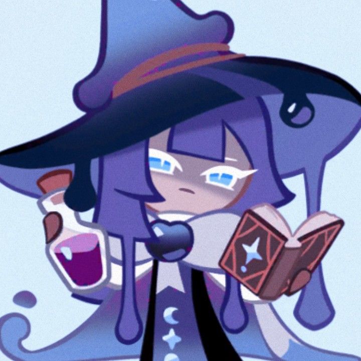 a cartoon character holding a book and wearing a witches hat with an evil look on her face