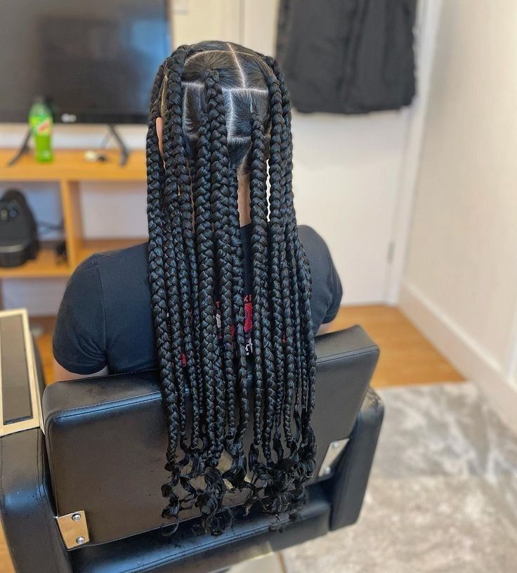 Jumbo Box Braids Styles, Coi Leray Braids, Large Box Braids, Ghana Weaving, Quick Braids, Coi Leray, Big Box Braids, Big Braids, Big Box Braids Hairstyles