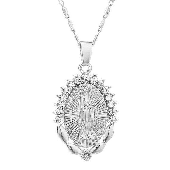 Virgen of Guadalupe Pendant ,catholic,religious ,Virgen Maria, silver tone  Stainless Steel chain  . Silver Spiritual Virgin Mary Jewelry, Silver Virgin Mary Pendant Jewelry, Spiritual Silver Jewelry With Virgin Mary, Spiritual Silver Necklace With Our Lady Of Guadalupe, Silver Our Lady Of Guadalupe Necklace, Virgen Of Guadalupe, Maria Necklace, Christian Accessories, Villa Rica