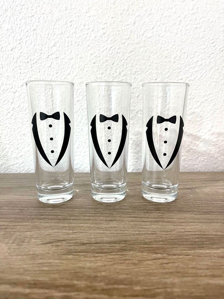 Tuxedo vinyl on shot glasses Cricut Wedding, Wedding Crafts, Shot Glasses, Remote Work, Beer Glasses, Fathers Day Gifts, Selling On Etsy, Etsy App, Sell On Etsy