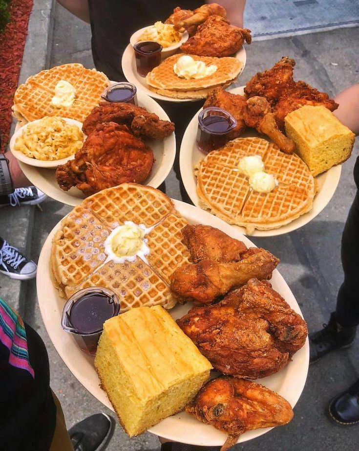 several plates with different types of food on them