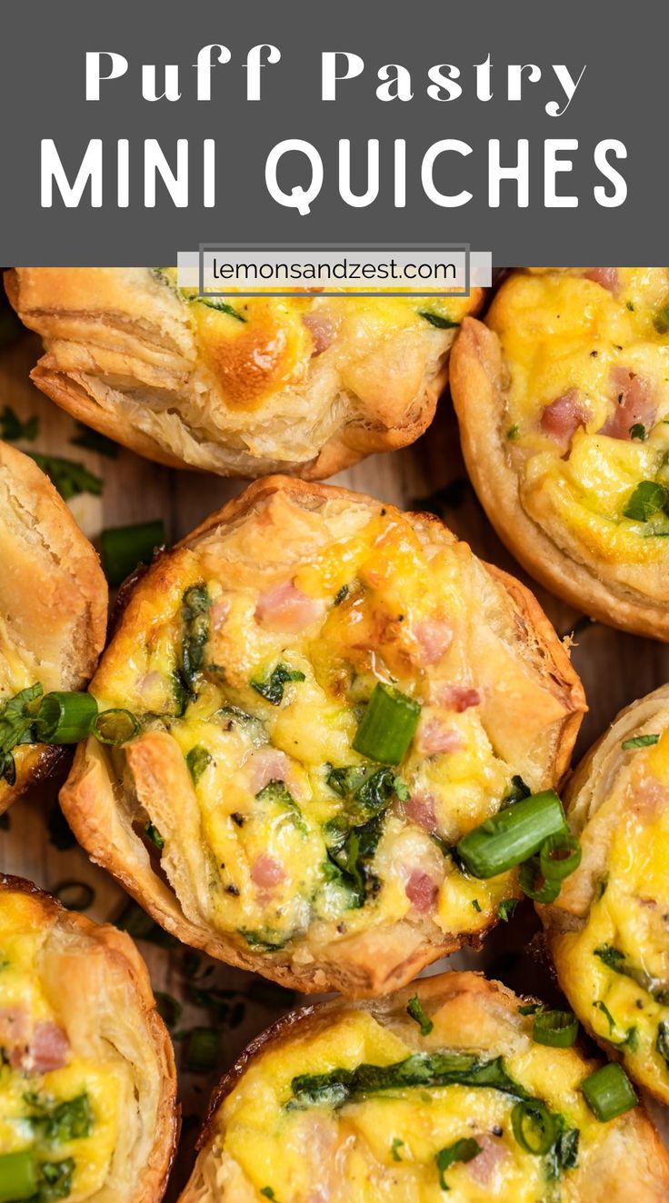 mini quiches with spinach and cheese on top