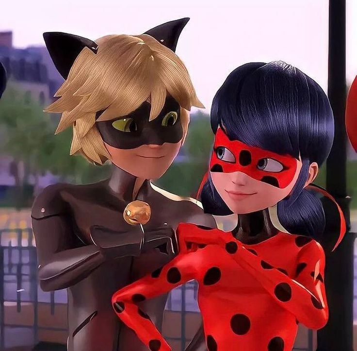 the animated characters are dressed up as ladybug and catwoman