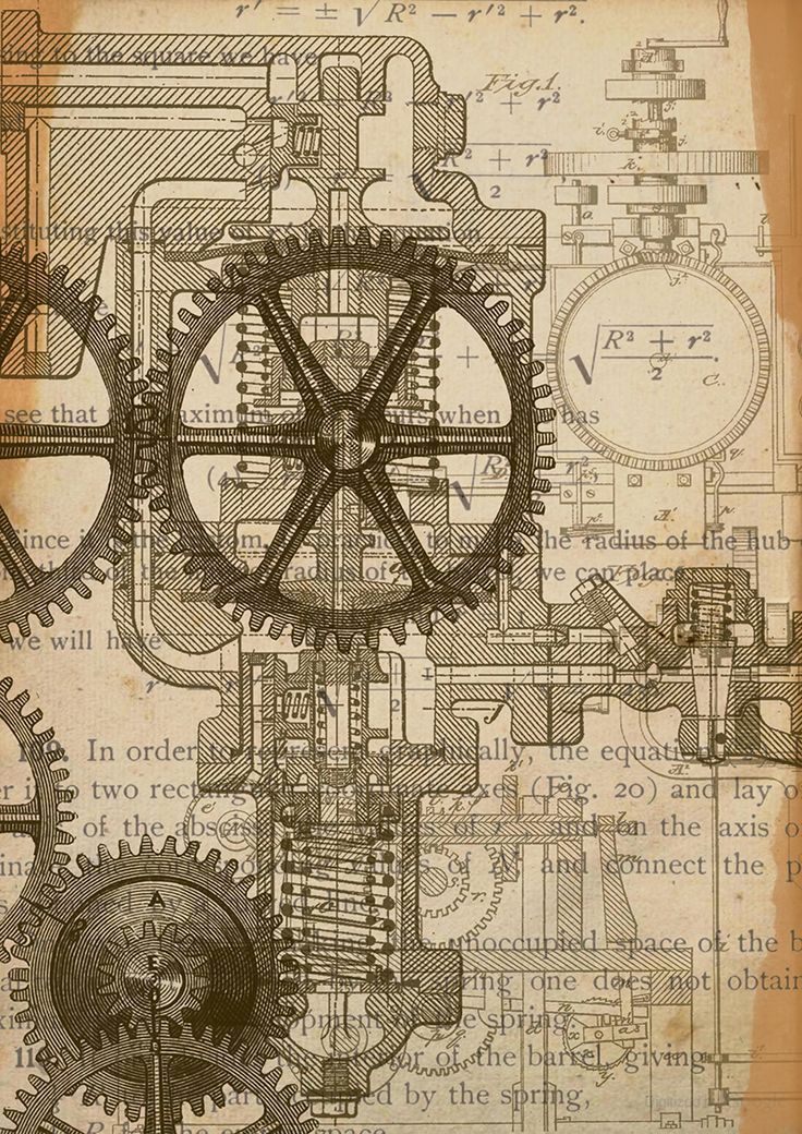 an old book with gears on it