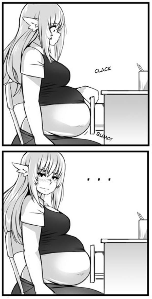 a comic strip with an image of a pregnant woman